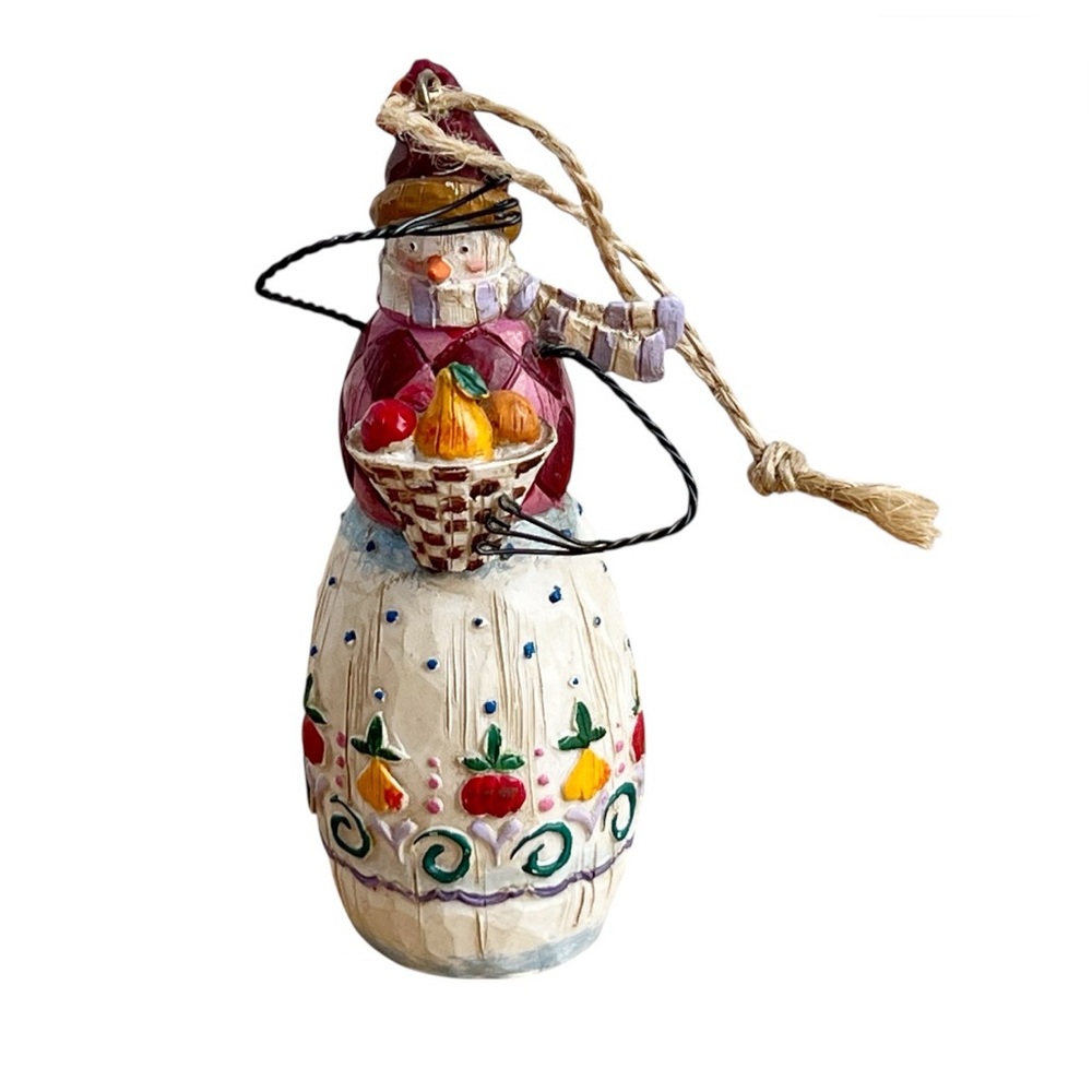 Jim Shore Heartwood Creek Snowman WINTER'S BOUNTY VTG 2003 Christmas Ornament